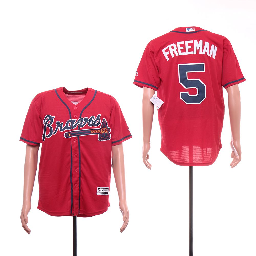 Men Atlanta Braves 5 Freeman Red Game MLB Jerseys